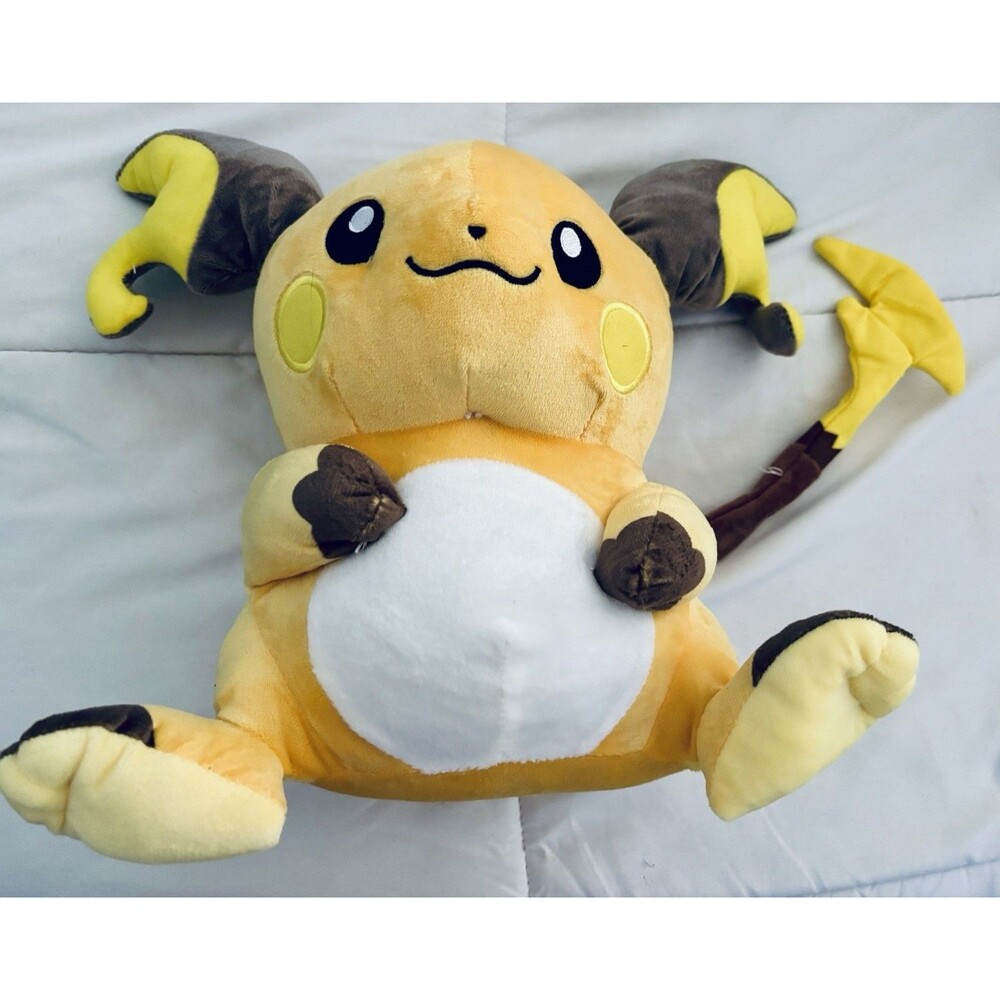Pokemon Raichu 12” Plush Stuffed Animal Pikachu Evolution Yellow Brown Toy